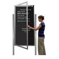 EXTRA LARGE Outdoor Enclosed Letter Boards with Lights + 2 Leg Posts | Radius Edge Cabinet