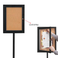 Lockable Bulletin Board Pedestal has a Viewing Area of 13" x 19" and perfect for any notices, advertisements, flyers, and other printed materials.