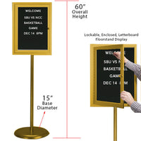 18x24 Gold Enclosed Letter Board Floorstand. Perfect for any INDOOR use in your restaurant, mall, lobby, office building, school, etc.