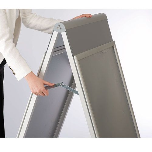 Metal Hinges lock into place for stability and fold up fast for storage of the 22 x 28 A-Frame