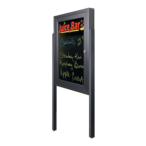 Freestanding Extra Large Outdoor Dry Erase Marker Board SwingCases | Black Magnetic Porcelain Steel