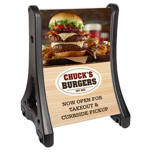 Rolling A-Frame Sidewalk Sign Accepts 24x36 Posters (2-Sided Design)