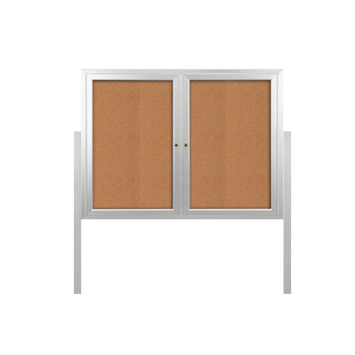 FREESTANDING 96" x 24" ENCLOSED CORKBOARD WITH RADIUS EDGE