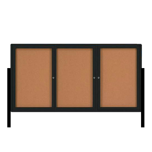 FREESTANDING 96" x 30" ENCLOSED CORKBOARD WITH RADIUS EDGE