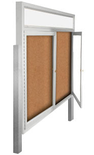 Free Standing 2-Door Outdoor Bulletin Boards w Header 48x48 SHIPS FREE ...