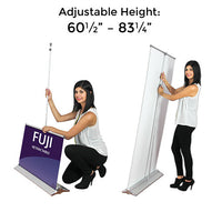 Retractable 2-SIDED Fuji Bannerstand Easily Adjusts in Height from 60.5" to 83.25" with Bungee Telescopic Pole