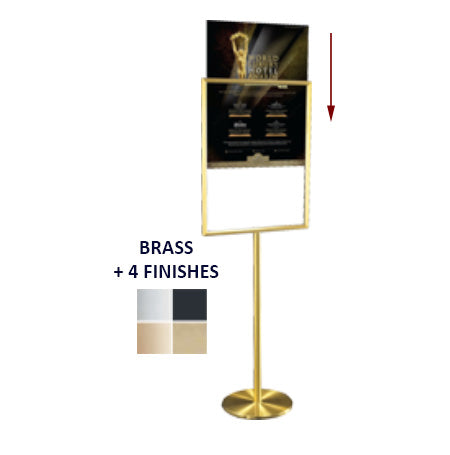 22x28 Deluxe Hospitality Sign Holder Floorstand Displays + Brass Finishes + 4 Finishes | Double-Sided Frame