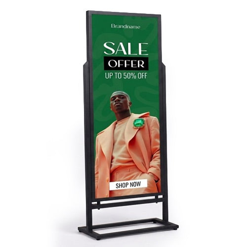 Heavy-Duty, Weatherproof 30x40 Jumbo Weather Warrior Sign Holder Display Stand | Double-Sided Frame with Steel Base, Outdoor & Indoor