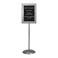 Indoor Felt Letter Board Floor Stand 18 x 24 | Single Door Display Case, Silver Finish