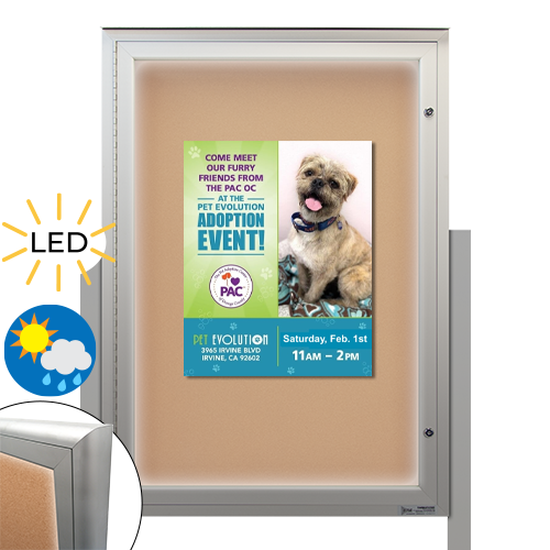 WeatherPLUS Outdoor Bulletin Board Stands | LED Lights and Radius Edge ...