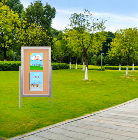 Extra Large Outdoor Enclosed Bulletin Board with Posts | Single Door Display Cases in 15+ Sizes