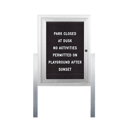 Outdoor Enclosed Letter Boards with Posts and LED Lights | Single Door ...