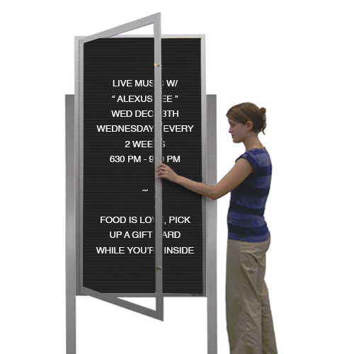 EXTREME WeatherPLUS Extra-Large Radius Edge Outdoor Enclosed Letter Boards with Posts | Single Locking Door SwingCase