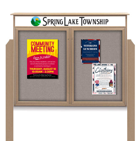 Eco-Design 60x30 Outdoor Message Center on Posts + Header, 2-Door ...