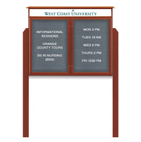 Two Door Freestanding 40x40 Weatherproof Enclosed Outdoor Message Center Letter Boards with Header