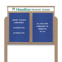 Two Door Freestanding 48x36 Weatherproof Enclosed Outdoor Message Center Letter Boards with Header