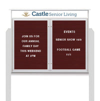 Two Door Freestanding 50x40 Weatherproof Enclosed Outdoor Message Center Letter Boards with Header