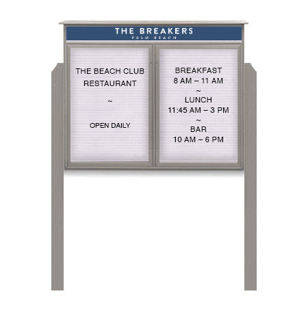 Two Door Freestanding 50x40 Weatherproof Enclosed Outdoor Message Center Letter Boards with Header