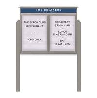 Two Door Freestanding 60x30 Weatherproof Enclosed Outdoor Message Center Letter Boards with Header