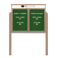 Two Door Freestanding 60x36 Weatherproof Enclosed Outdoor Message Center Letter Boards with Header