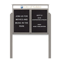 Two Door Freestanding 60x40 Weatherproof Enclosed Outdoor Message Center Letter Boards with Header