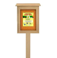 12x18 Outdoor Message Center with Posts and Cork Board Wall Mounted - LEFT Hinged
