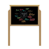 18" x 24" Outdoor Message Center - Magnetic Black Dry Erase Board with Posts