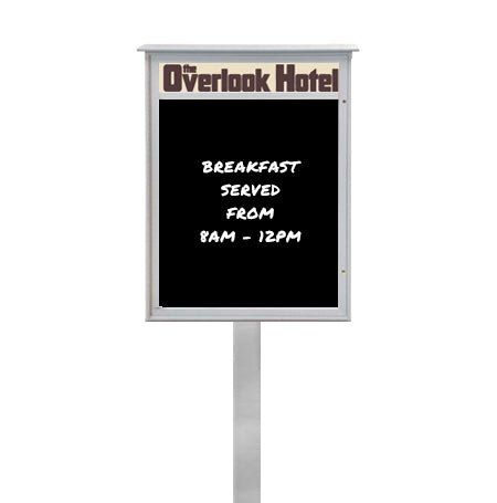 12" x 18" Standing Outdoor Message Center - Magnetic Black Dry Erase Board