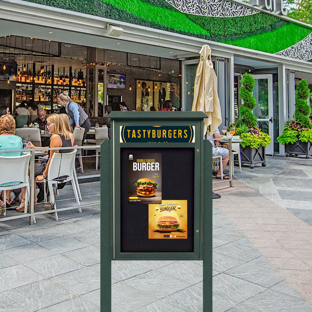 24x48 Standing Outdoor Message Center with Header - Recycled Plastic ...