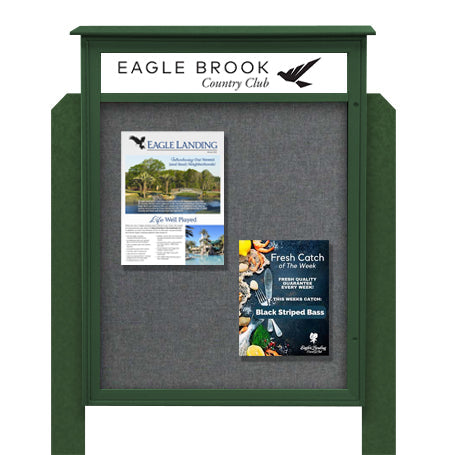 24x60 Standing Outdoor Message Center with Header - Recycled Plastic ...
