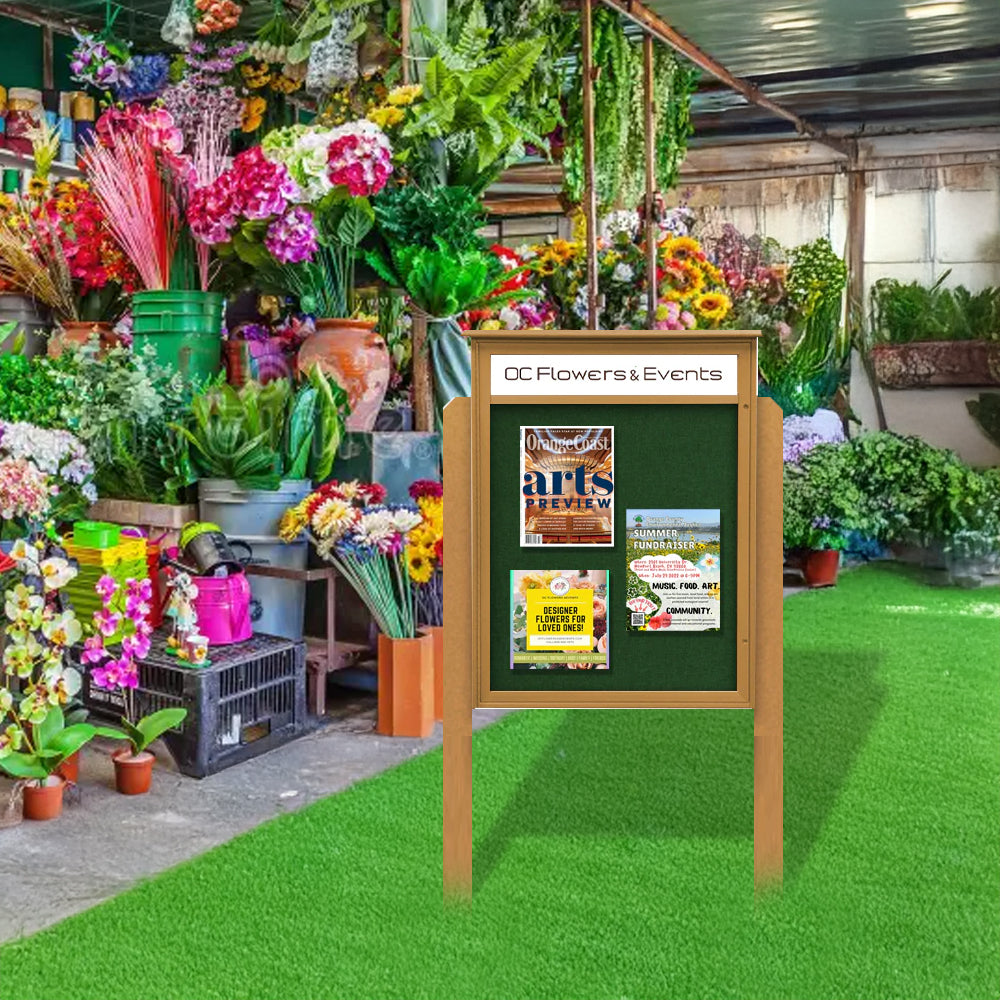 36x36 Standing Outdoor Message Center with Header - Recycled Plastic ...