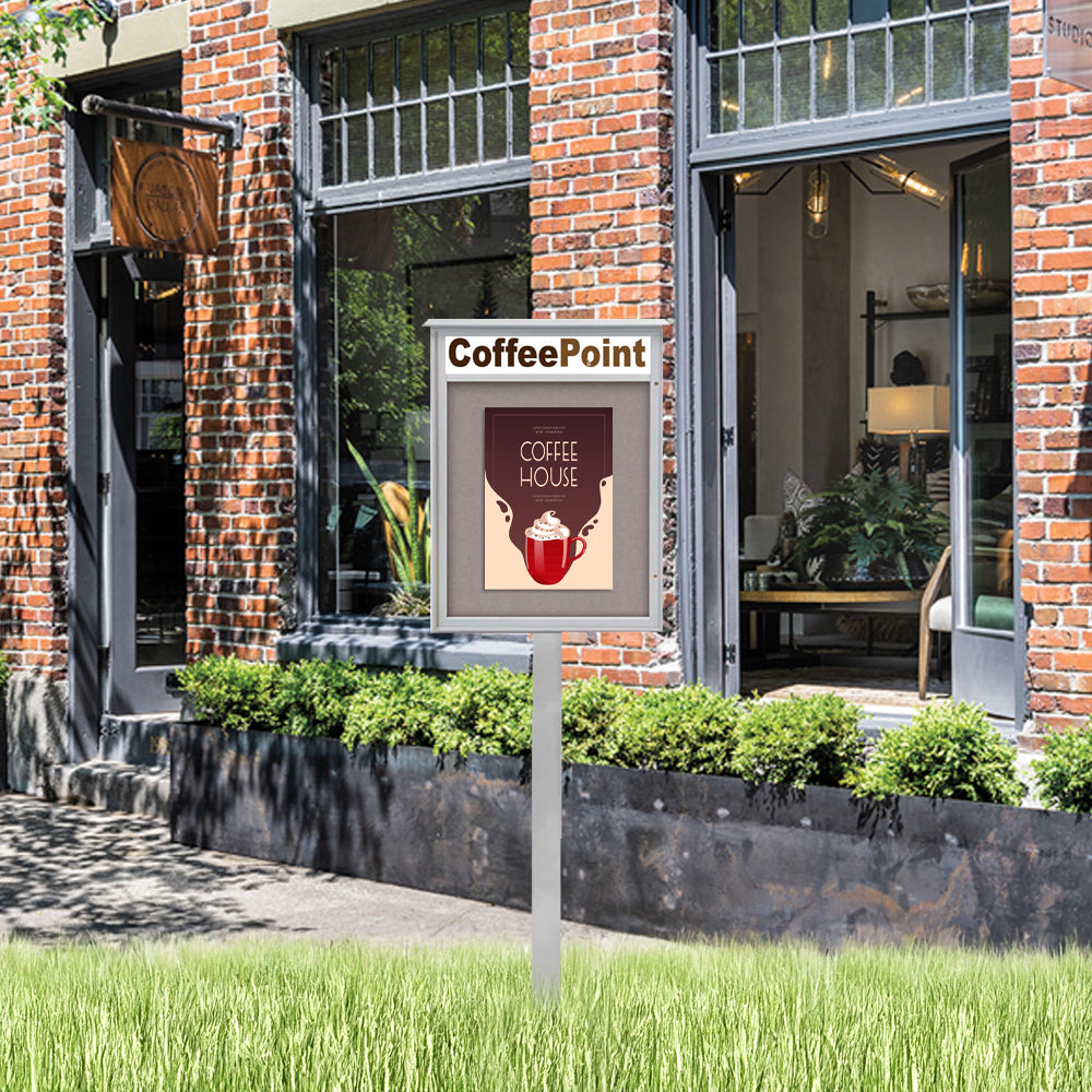 Eco-Friendly 12x18 Outdoor Message Center + Post + Header + Faux Wood ...