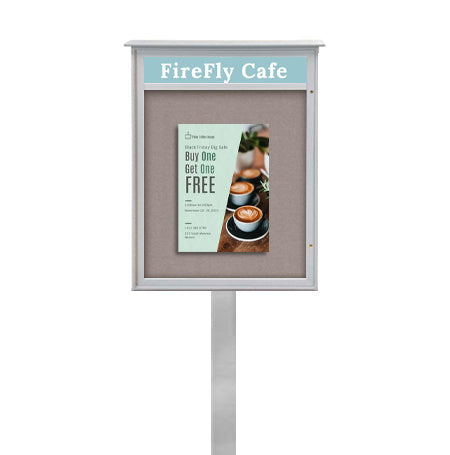 Eco-Friendly 12x18 Outdoor Message Center + Post + Header + Faux Wood ...