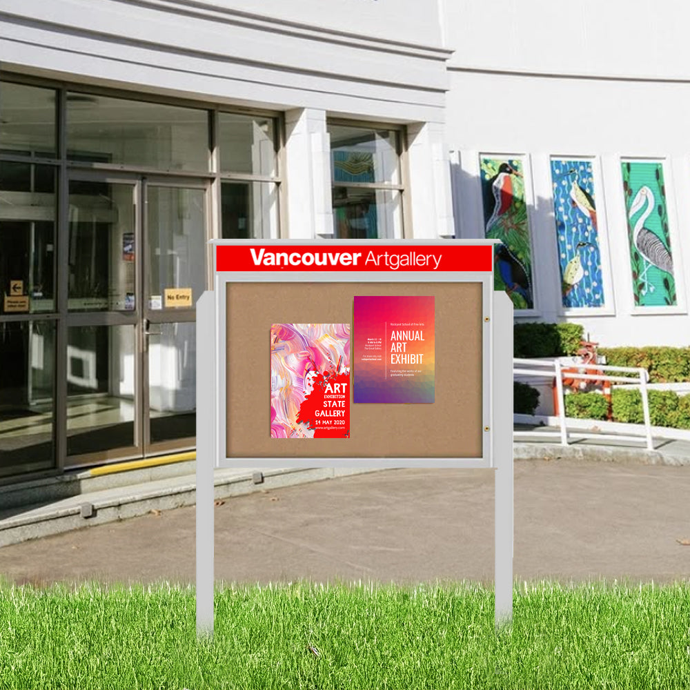 Eco-Friendly Faux Wood 20x20 Outdoor Message Center + Posts + Header ...