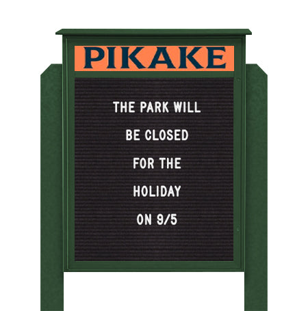 24" x 48" Standing Outdoor Message Center Letter Board with Header (Single Door)