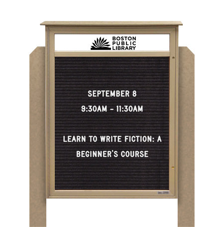 24" x 48" Standing Outdoor Message Center Letter Board with Header (Single Door)