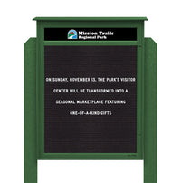 24" x 60" Standing Outdoor Message Center Letter Board with Header (Single Door)