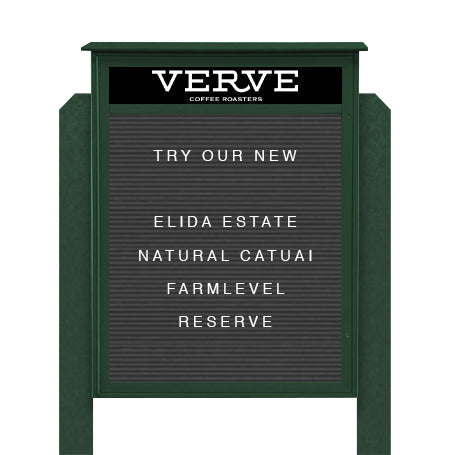 36" x 36" Standing Outdoor Message Center Letter Board with Header (Single Door)