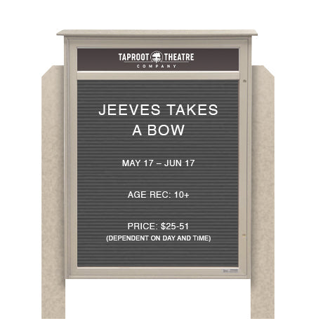 40" x 60" Standing Outdoor Message Center Letter Board with Header (Single Door)