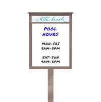 16" x 34" Outdoor Message Center - Magnetic White Dry Erase Board with Header