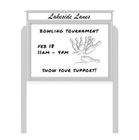 24" x 24" Outdoor Message Center - Magnetic White Dry Erase Board with Header and Posts