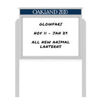 24" x 32" Outdoor Message Center - Magnetic White Dry Erase Board with Header and Posts