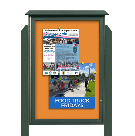 32x48 Standing Outdoor Message Center - Fabric Wrapped Magnetic Board ...