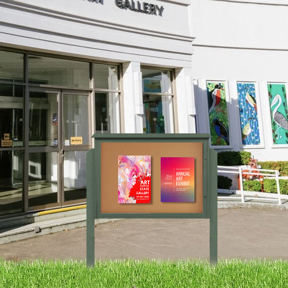 Standing 60 x 24 Outdoor Message Center + Cork Board + Eco-Friendly ...