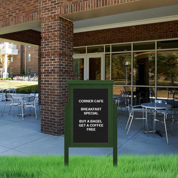 Outdoor Message Center Letter Board 48" x 36" with Posts | TOP Hinged - Single Door Information Board