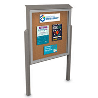 Eco-Design Outdoor Message Center 48 x 60 Bulletin Board with Posts | XL Single Door Information Board - Choose From 6 Faux Wood Finishes