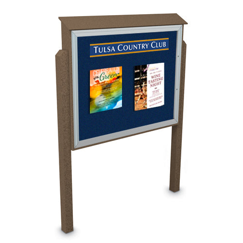 Eco-Design Outdoor Message Center 48 x 60 Bulletin Board with Posts | XL Single Door Information Board - Choose From 6 Faux Wood Finishes
