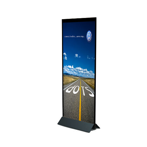36" WIDE MODERN MOUNT POSTER DISPLAY WITH FLOOR STEEL BASE | BLACK FINISH