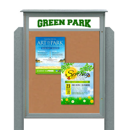 Centering Posts Eco-Friendly Faux Wood 20x20 Outdoor Message Center + Posts + Header ...