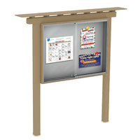 Outdoor Classroom Cabinet Magnetic White Dry Erase Board - 52" x 40" | Sliding Doors with Posts